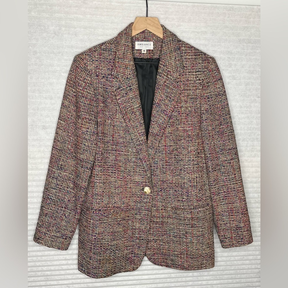 Ambiance Multicolor Tweed Blazer Jacket